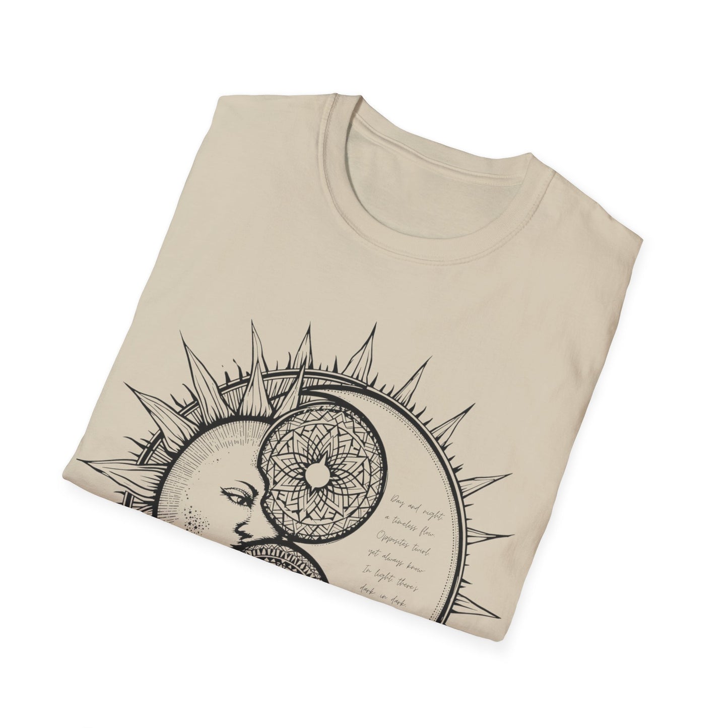 Sun and Moon Unisex Softstyle T-Shirt - Boho Aesthetic Tee for Spiritual Vibes