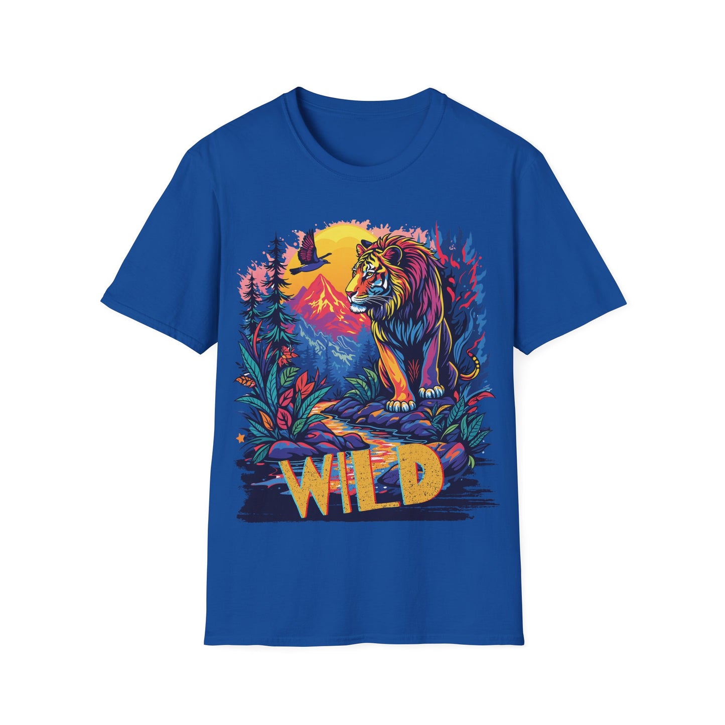 Wild Lion Graphic Unisex Softstyle T-Shirt - Nature Lover's Apparel