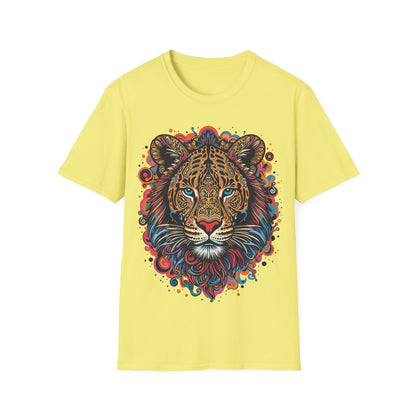 Vibrant Lion Unisex Softstyle T-Shirt - Eye-Catching Graphic Tee for Animal Lovers