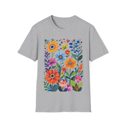 Floral Garden Unisex Softstyle T-Shirt - Vibrant Flower Art for Nature Lovers