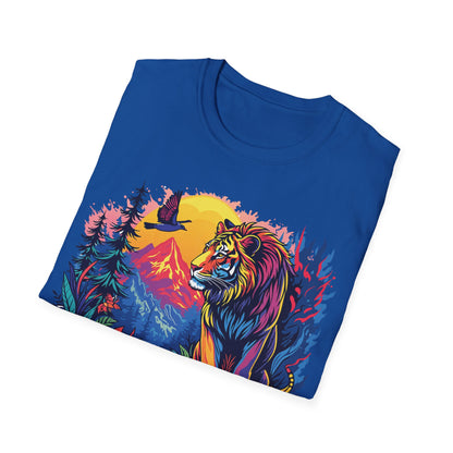 Wild Lion Graphic Unisex Softstyle T-Shirt - Nature Lover's Apparel