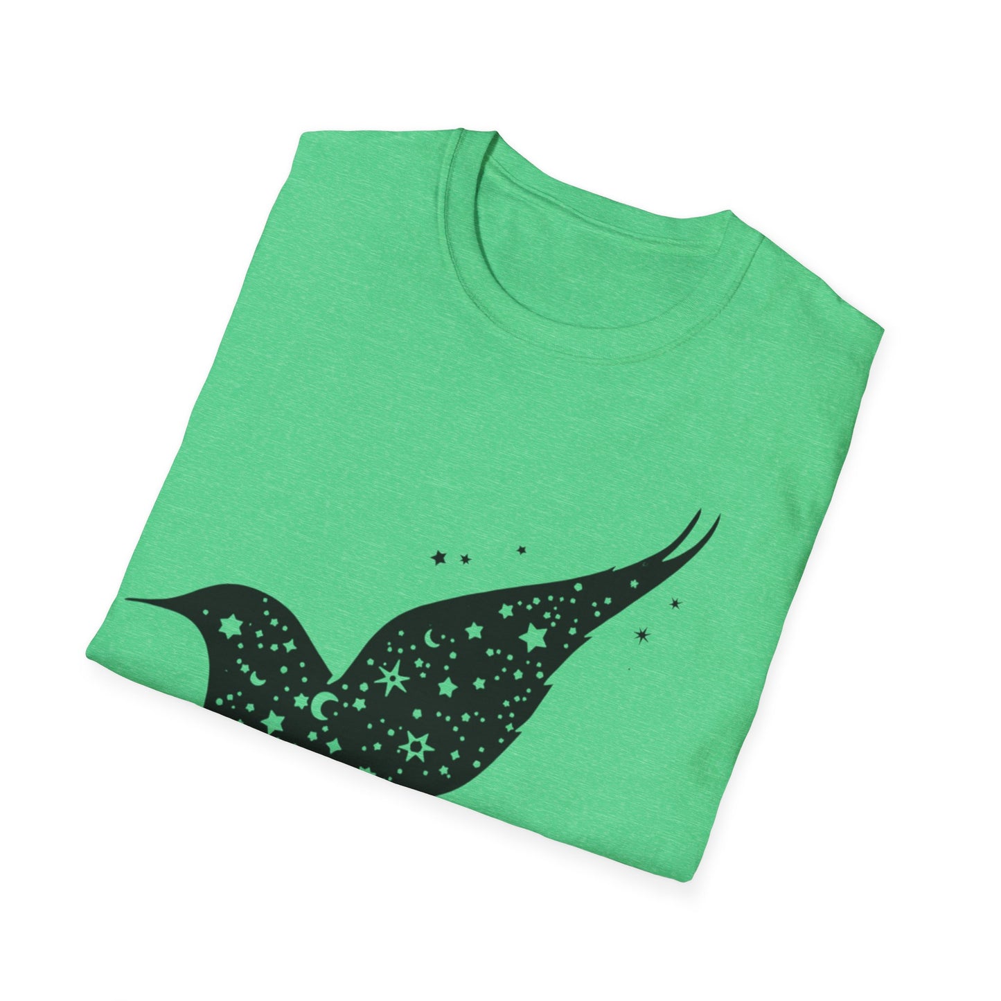 Celestial Bird Unisex Softstyle T-Shirt - Cosmic Star Print