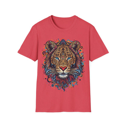 Vibrant Lion Unisex Softstyle T-Shirt - Eye-Catching Graphic Tee for Animal Lovers