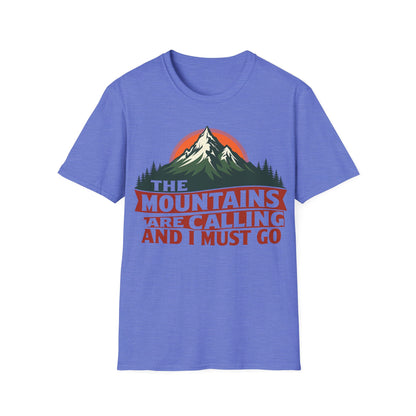 Unisex Softstyle T-Shirt - 'The Mountains Are Calling' Adventure Tee