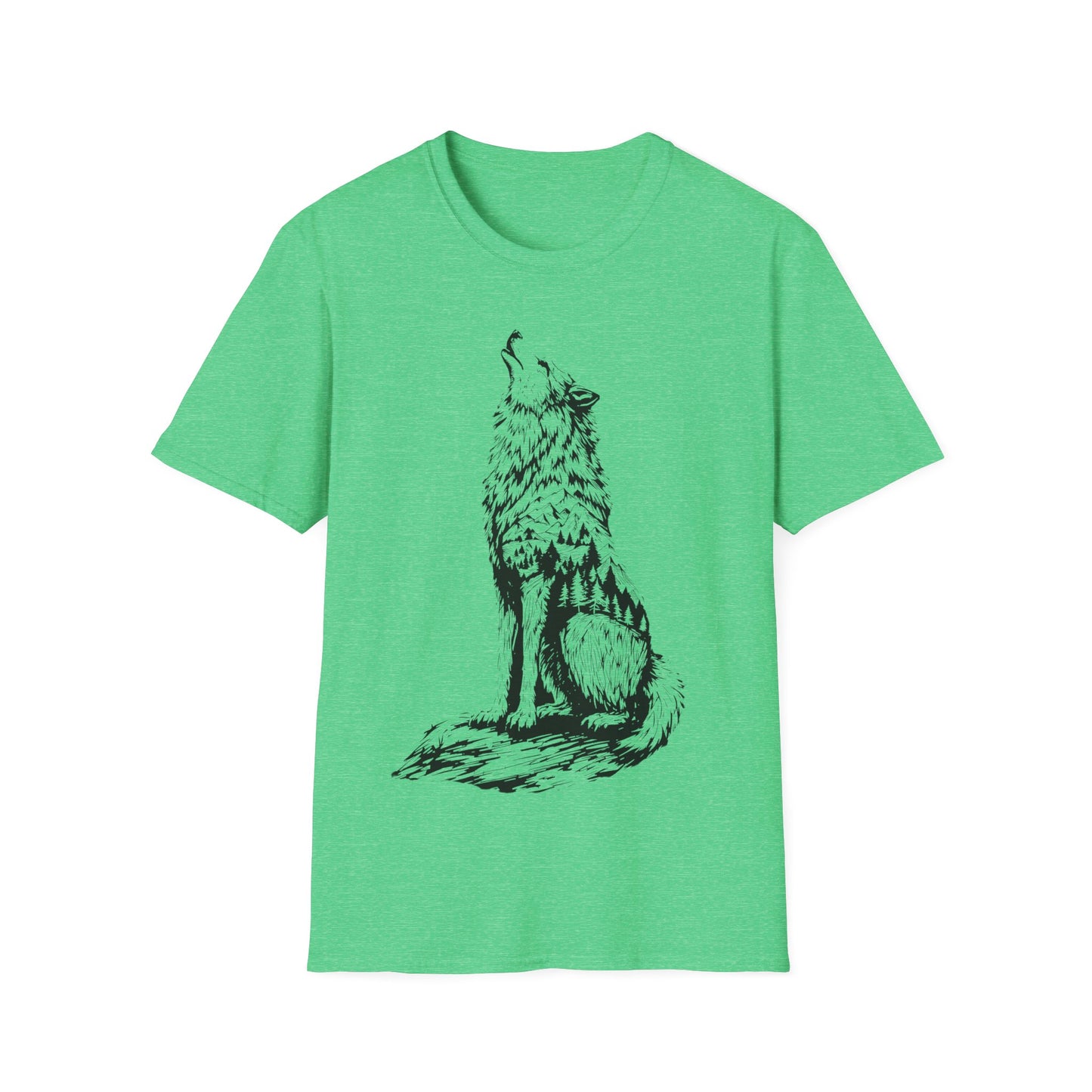 Howling Wolf Unisex Softstyle T-Shirt – Nature Inspired Graphic Tee for Outdoor Enthusiasts