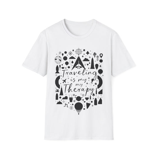 Traveling is My Therapy Unisex Softstyle T-Shirt - Adventure & Wanderlust Apparel