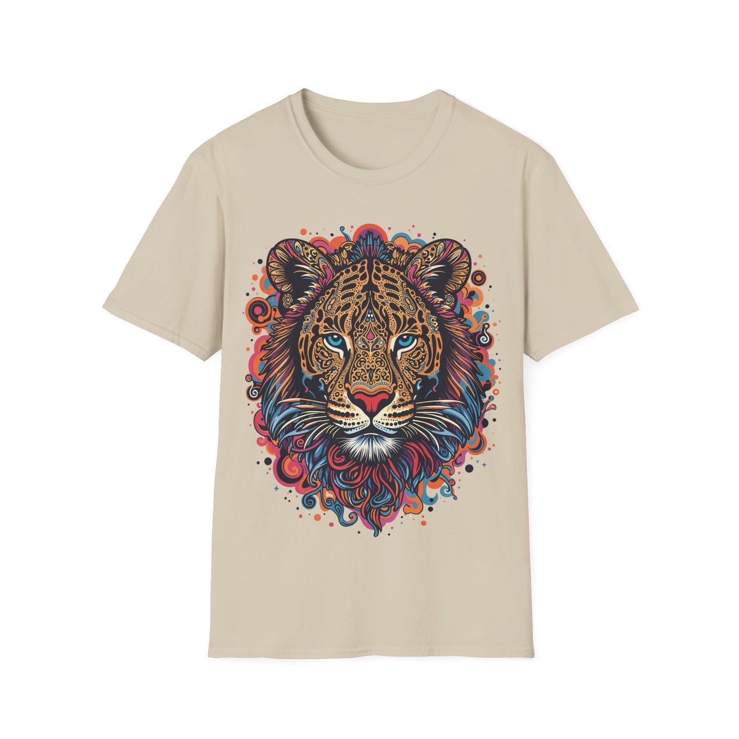 Vibrant Lion Unisex Softstyle T-Shirt - Eye-Catching Graphic Tee for Animal Lovers