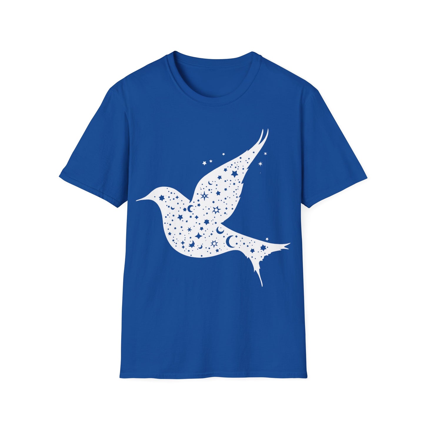 Celestial Bird Unisex Softstyle T-Shirt - Cosmic Star Print