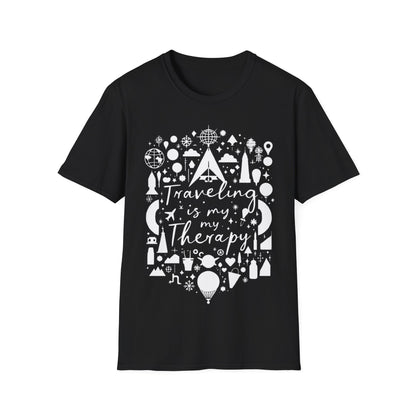 Traveling is My Therapy Unisex Softstyle T-Shirt - Adventure & Wanderlust Apparel