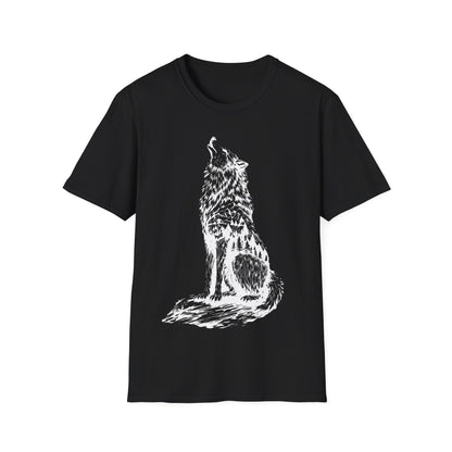 Howling Wolf Unisex Softstyle T-Shirt – Nature Inspired Graphic Tee for Outdoor Enthusiasts