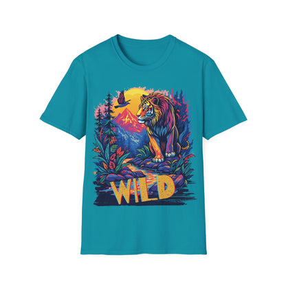 Wild Lion Graphic Unisex Softstyle T-Shirt - Nature Lover's Apparel