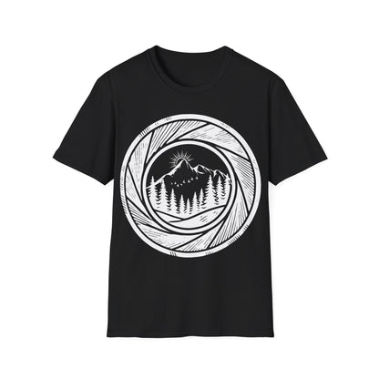 Nature-Inspired Unisex Softstyle T-Shirt with Mountain Design