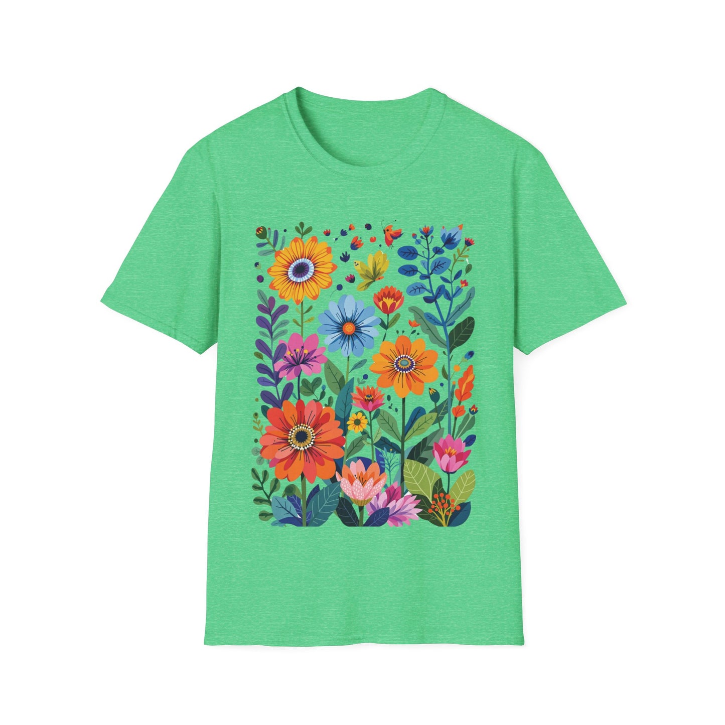 Floral Garden Unisex Softstyle T-Shirt - Vibrant Flower Art for Nature Lovers