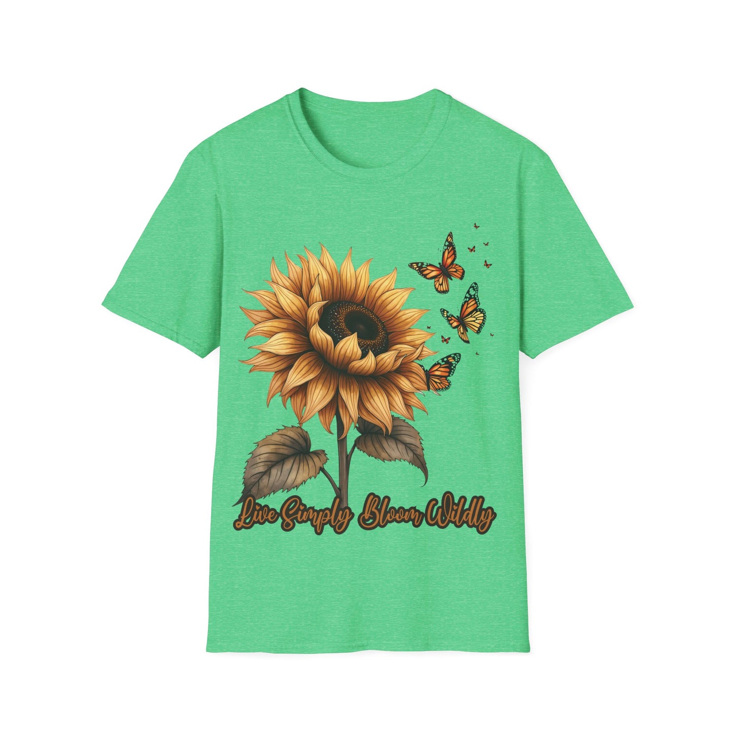 Live Simply, Bloom Wildly Sunflower Unisex Softstyle T-Shirt