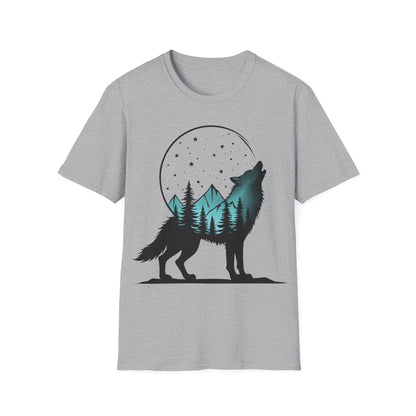 Howling Wolf Unisex Softstyle T-Shirt - Nature Graphic Tee for Adventure Lovers