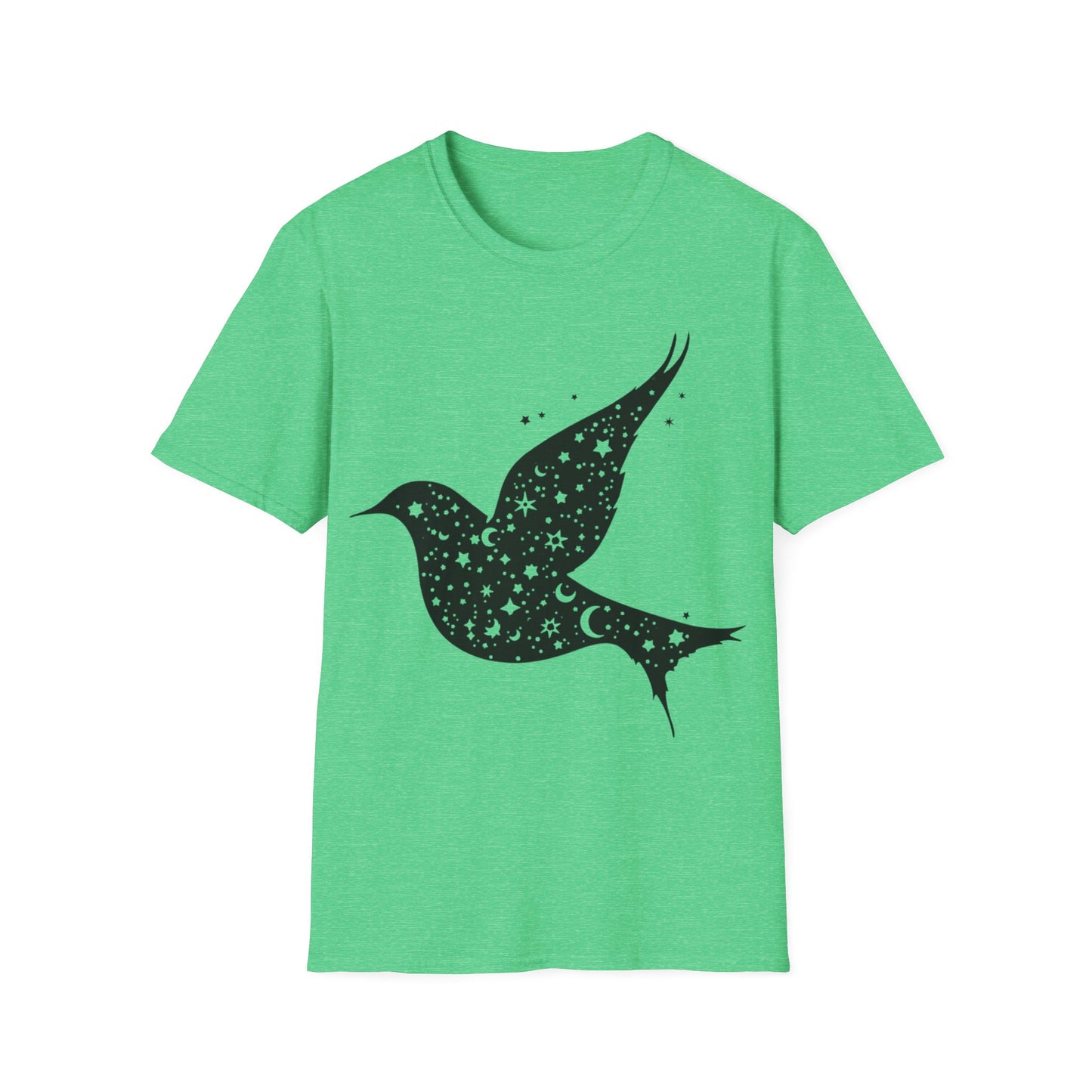 Celestial Bird Unisex Softstyle T-Shirt - Cosmic Star Print