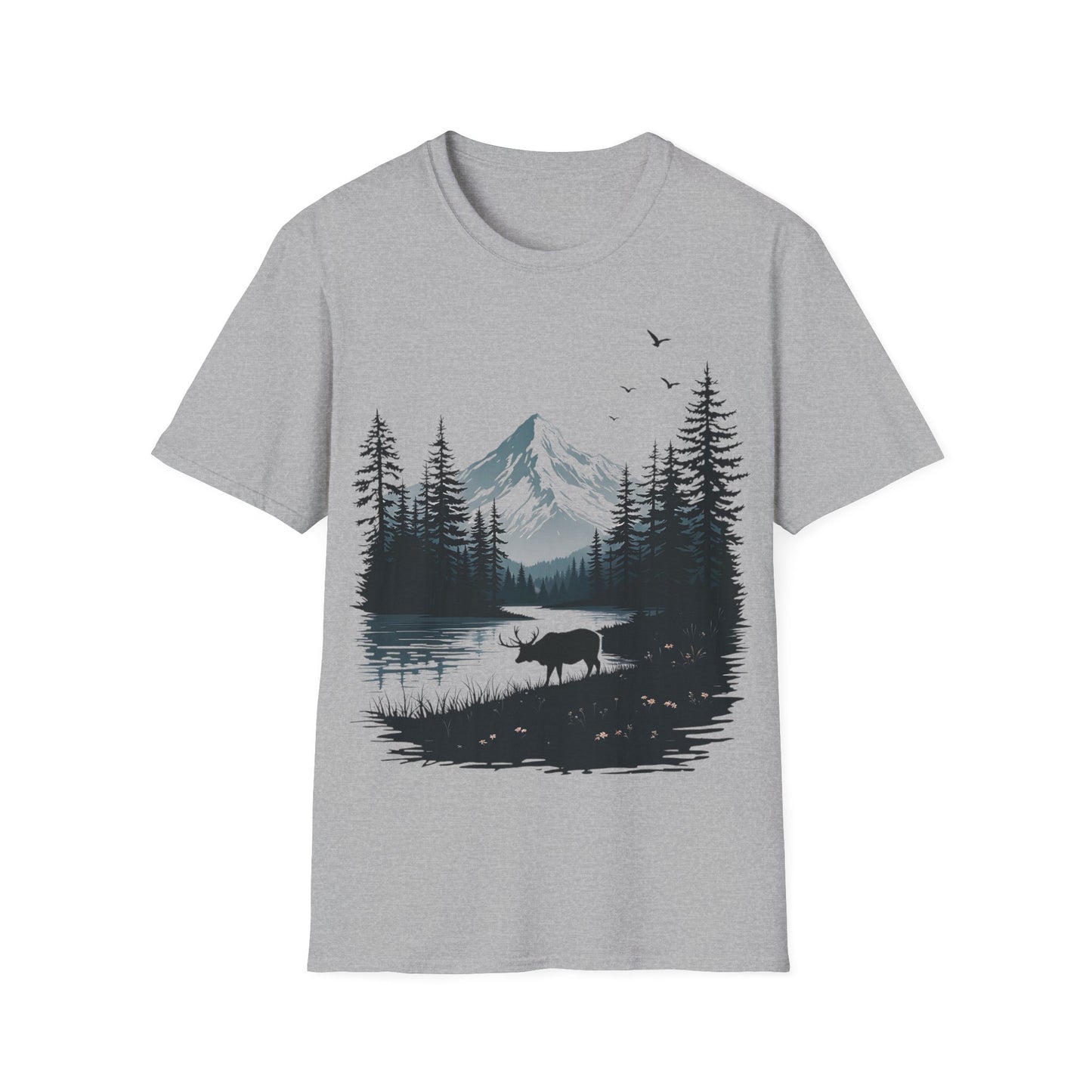 Mountain Moose Unisex Softstyle T-Shirt - Nature Lover's Tee