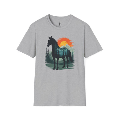 Mountain Sunset Horse Graphic T-Shirt