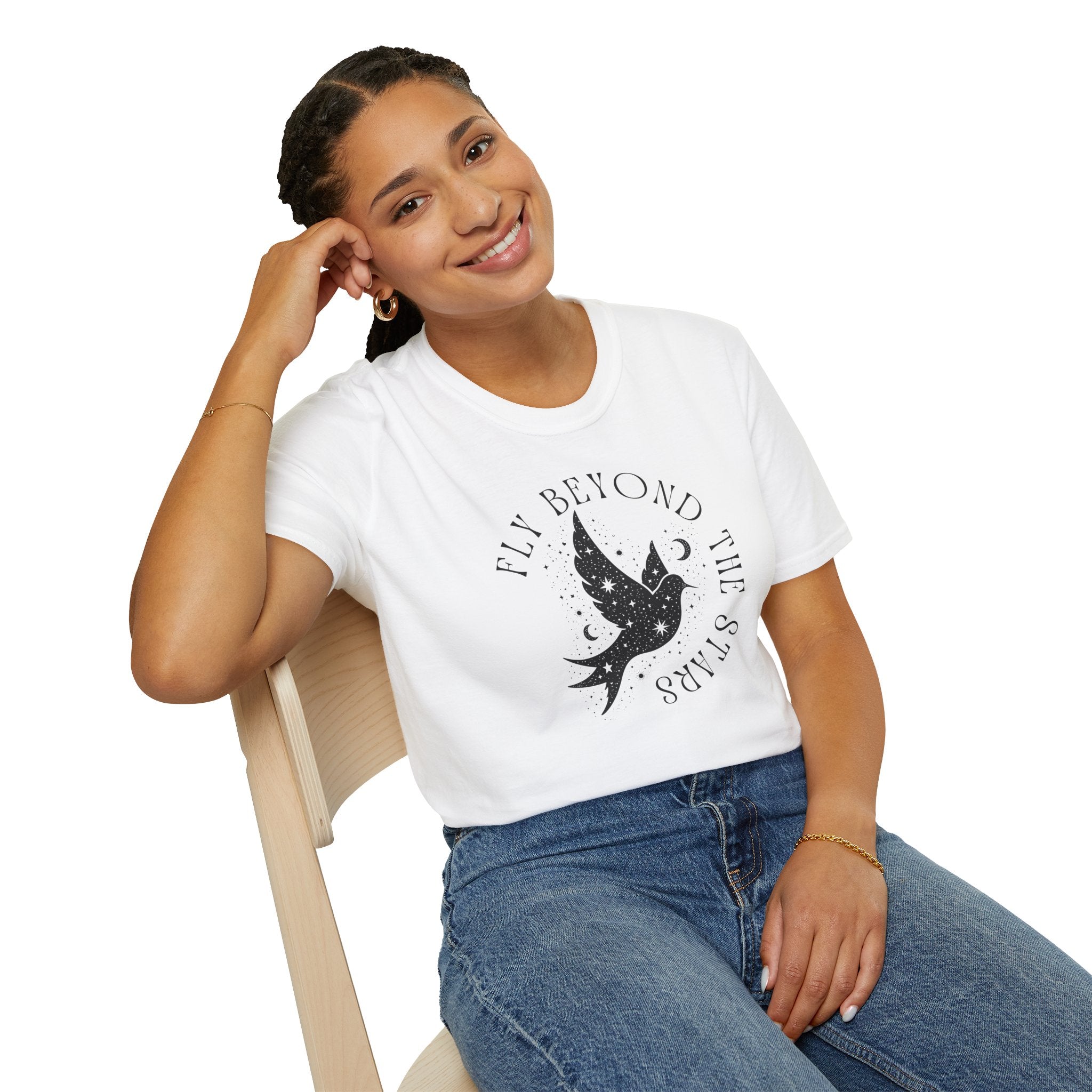 Fly Beyond The Stars Celestial Bird Graphic T-Shirt