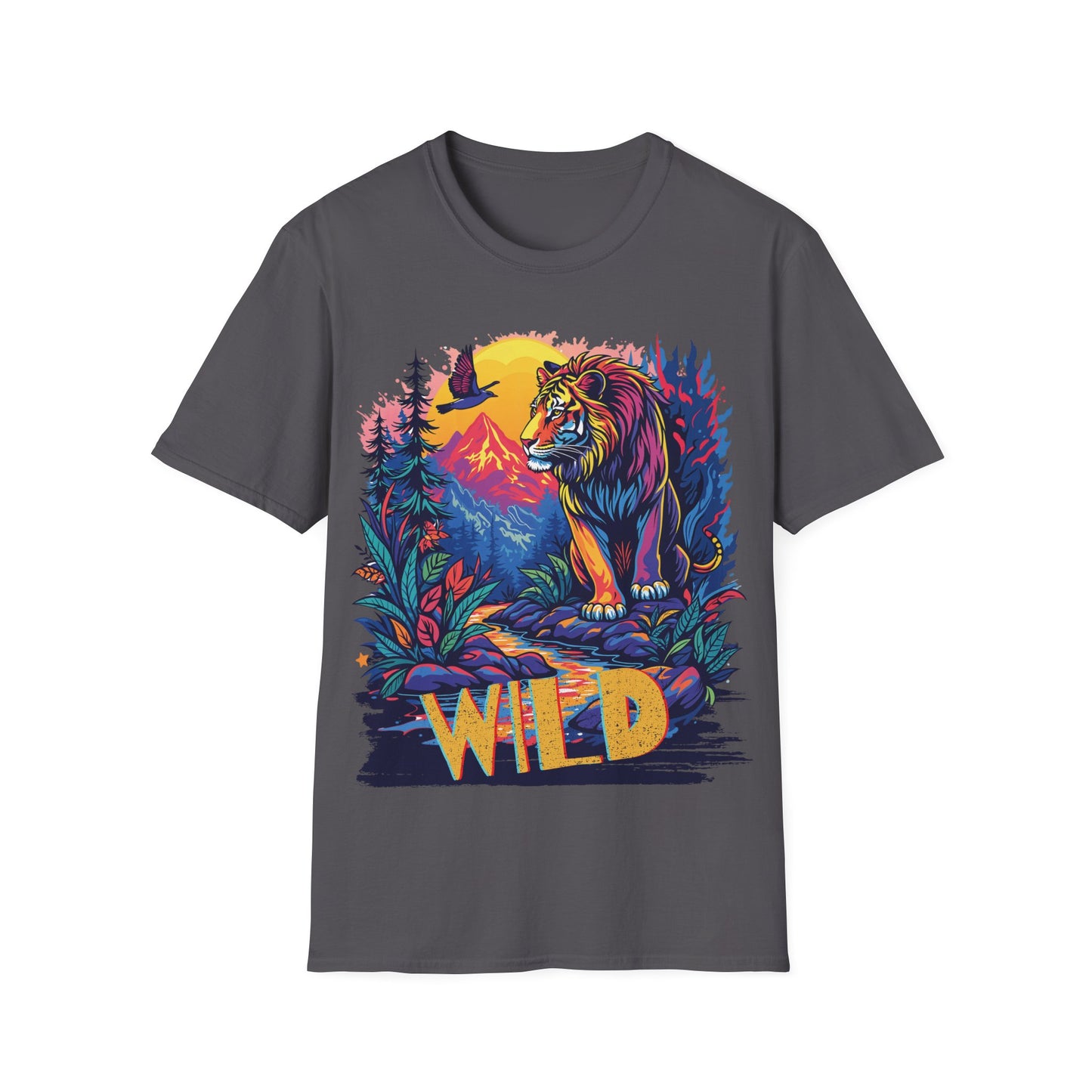 Wild Lion Graphic Unisex Softstyle T-Shirt - Nature Lover's Apparel