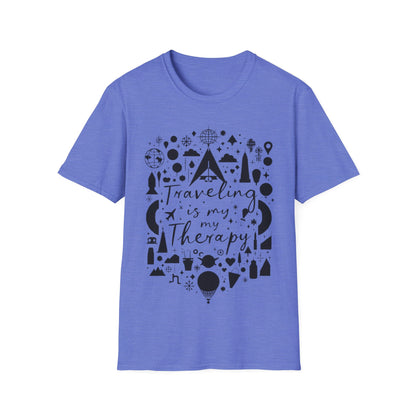 Traveling is My Therapy Unisex Softstyle T-Shirt - Adventure & Wanderlust Apparel