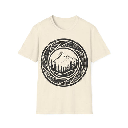 Nature-Inspired Unisex Softstyle T-Shirt with Mountain Design