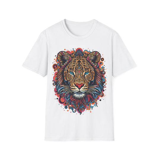 Vibrant Lion Unisex Softstyle T-Shirt - Eye-Catching Graphic Tee for Animal Lovers