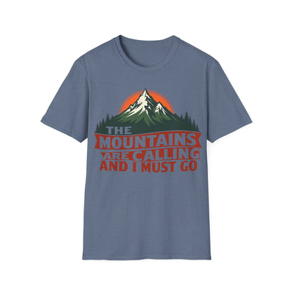 Unisex Softstyle T-Shirt - 'The Mountains Are Calling' Adventure Tee