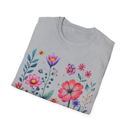 Floral Print Unisex Softstyle T-Shirt - Perfect for Spring Celebrations