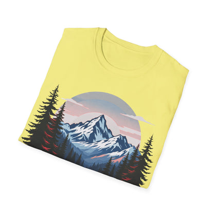 Adventure Awaits Unisex Softstyle T-Shirt - Mountain Camping Graphic Tee