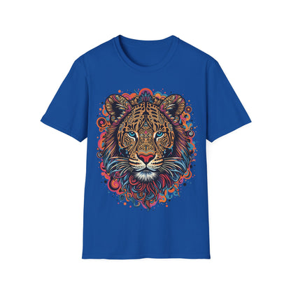 Vibrant Lion Unisex Softstyle T-Shirt - Eye-Catching Graphic Tee for Animal Lovers