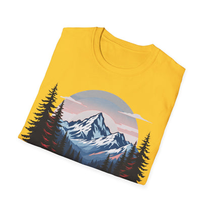 Adventure Awaits Unisex Softstyle T-Shirt - Mountain Camping Graphic Tee