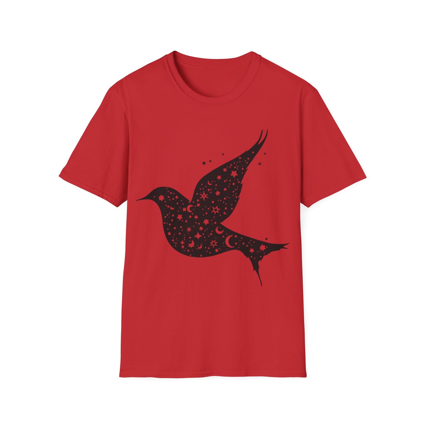 Celestial Bird Unisex Softstyle T-Shirt - Cosmic Star Print