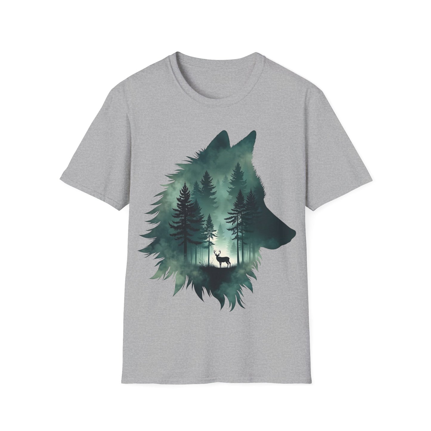 Wolf Silhouette Nature Unisex Softstyle T-Shirt