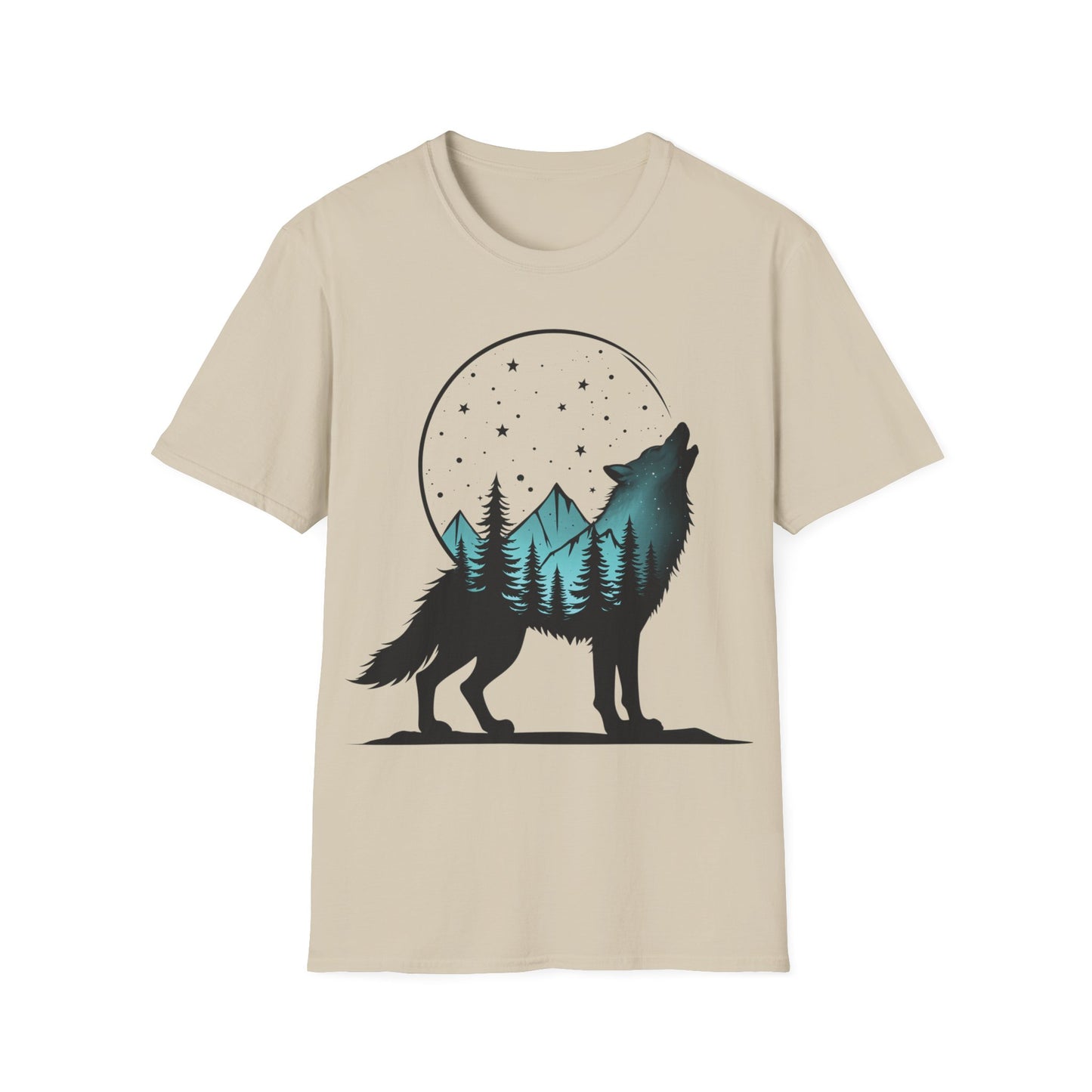 Howling Wolf Unisex Softstyle T-Shirt - Nature Graphic Tee for Adventure Lovers