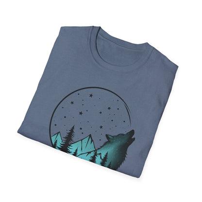 Howling Wolf Unisex Softstyle T-Shirt - Nature Graphic Tee for Adventure Lovers