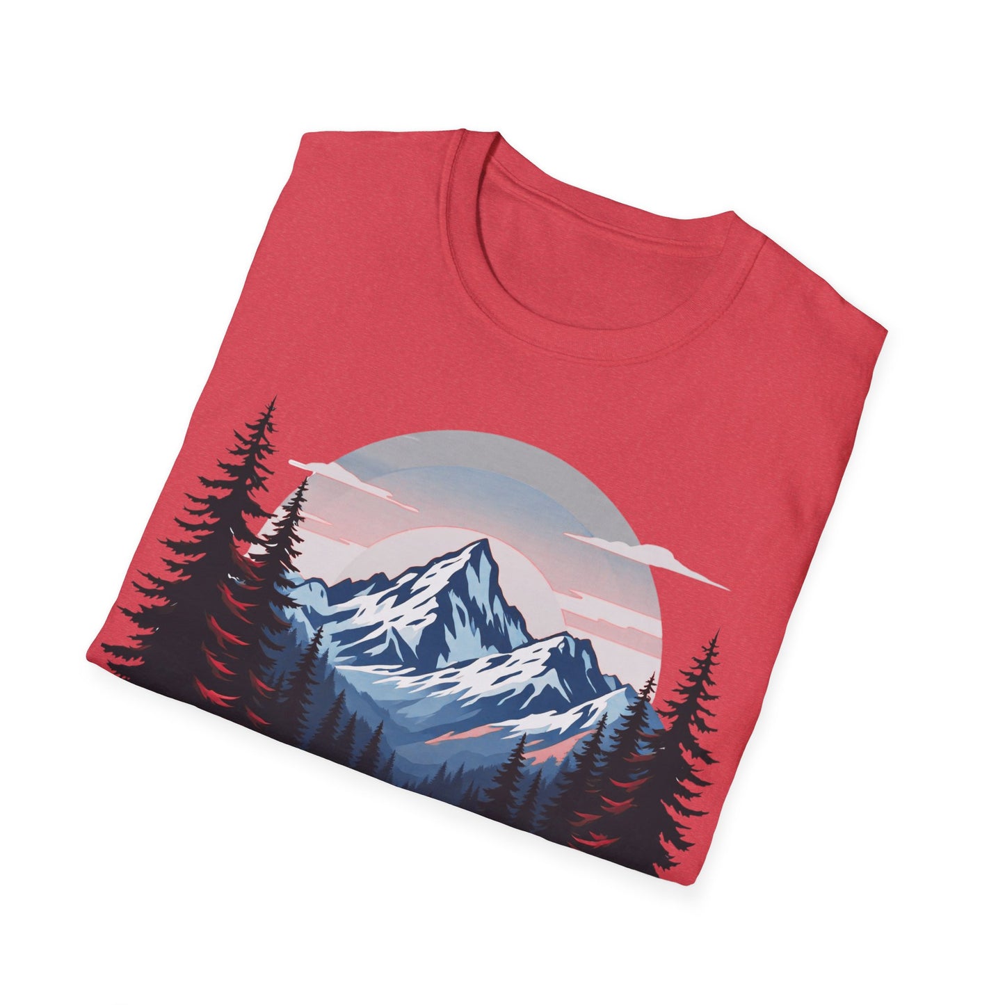 Adventure Awaits Unisex Softstyle T-Shirt - Mountain Camping Graphic Tee