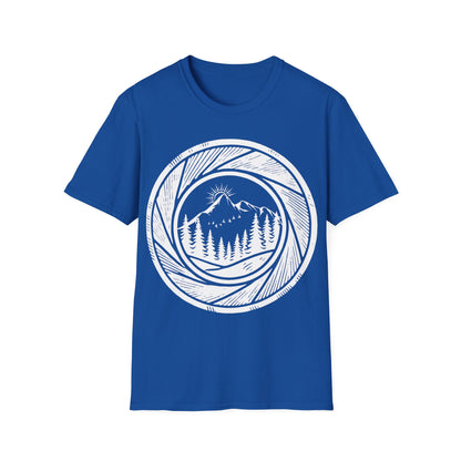 Nature-Inspired Unisex Softstyle T-Shirt with Mountain Design