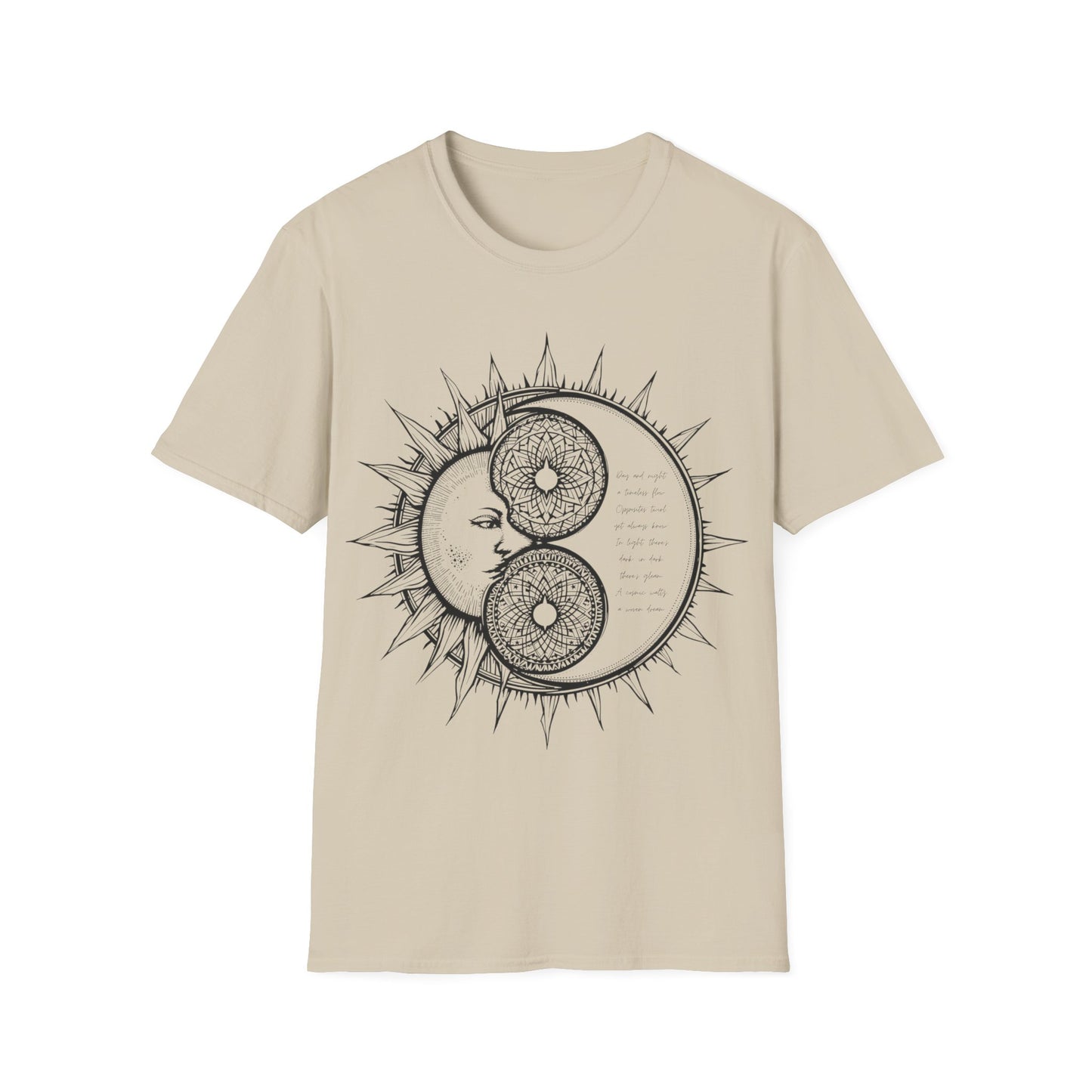 Sun and Moon Unisex Softstyle T-Shirt - Boho Aesthetic Tee for Spiritual Vibes