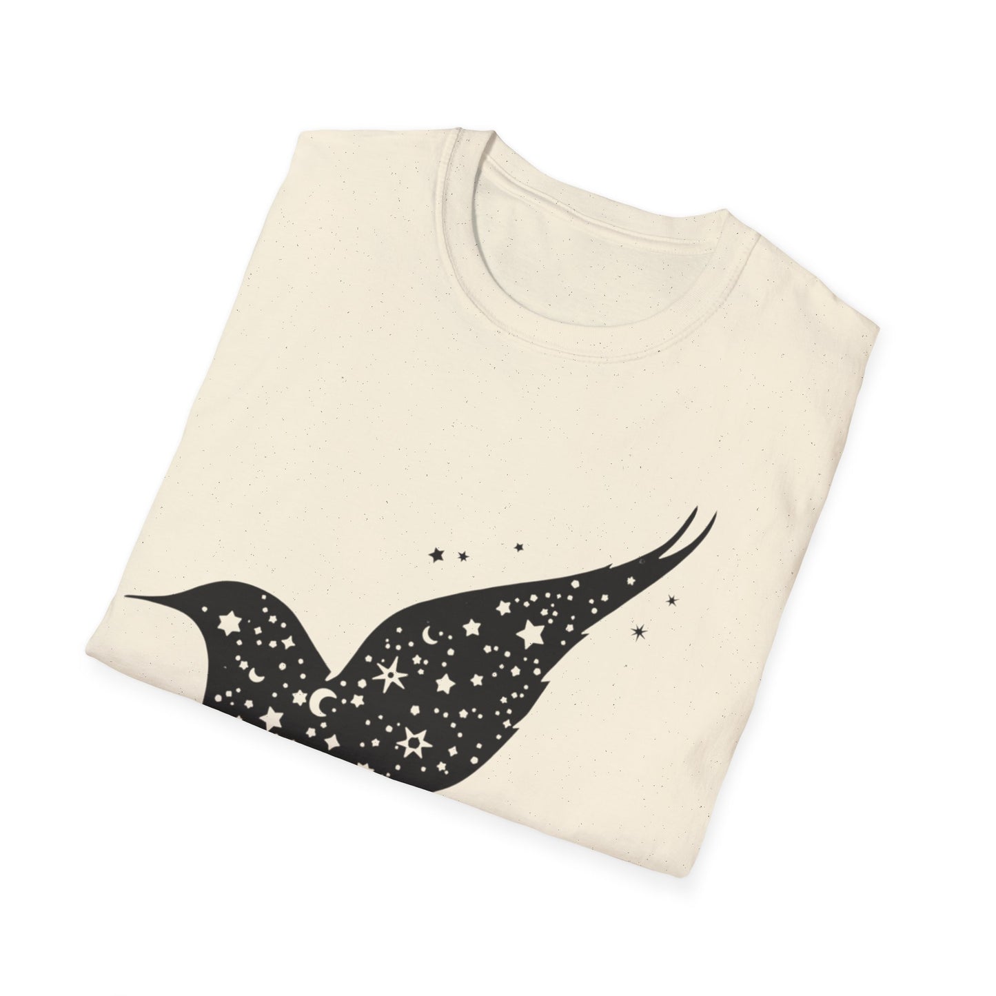 Celestial Bird Unisex Softstyle T-Shirt - Cosmic Star Print