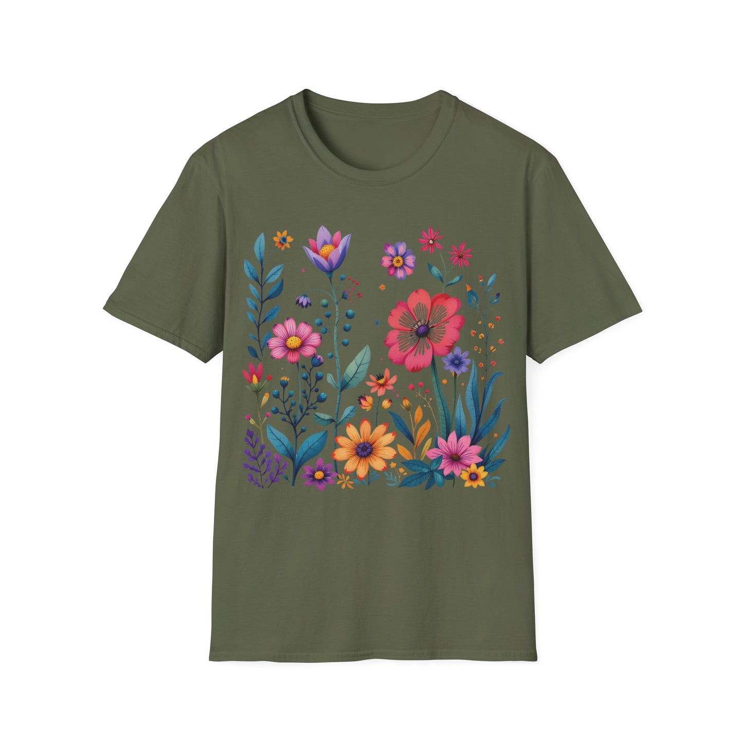 Floral Print Unisex Softstyle T-Shirt - Perfect for Spring Celebrations