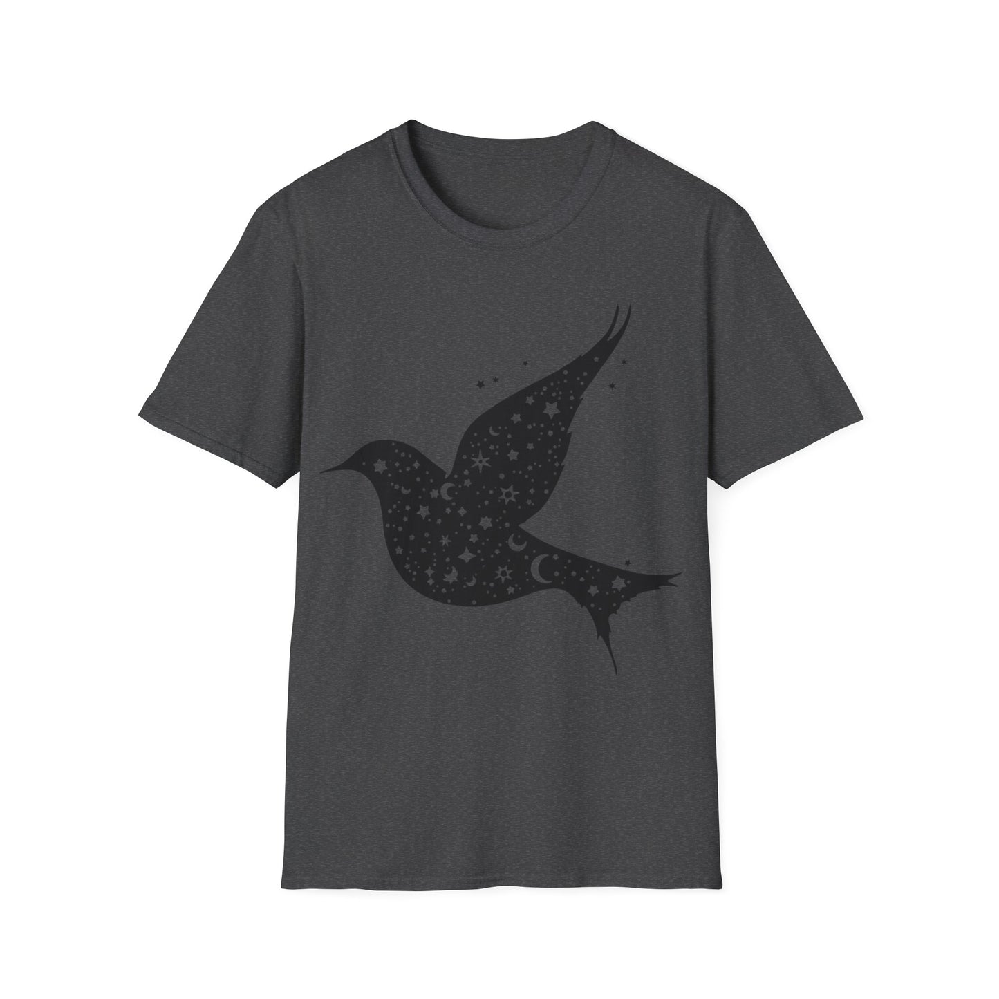 Celestial Bird Unisex Softstyle T-Shirt - Cosmic Star Print