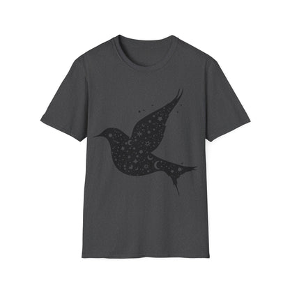 Celestial Bird Unisex Softstyle T-Shirt - Cosmic Star Print