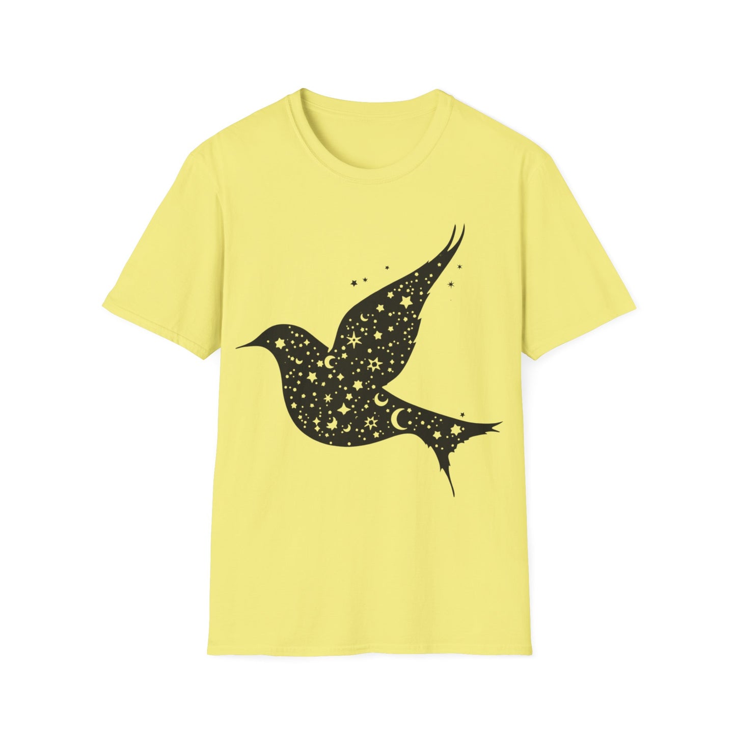 Celestial Bird Unisex Softstyle T-Shirt - Cosmic Star Print