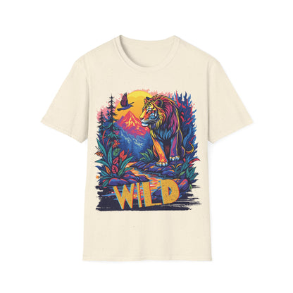 Wild Lion Graphic Unisex Softstyle T-Shirt - Nature Lover's Apparel