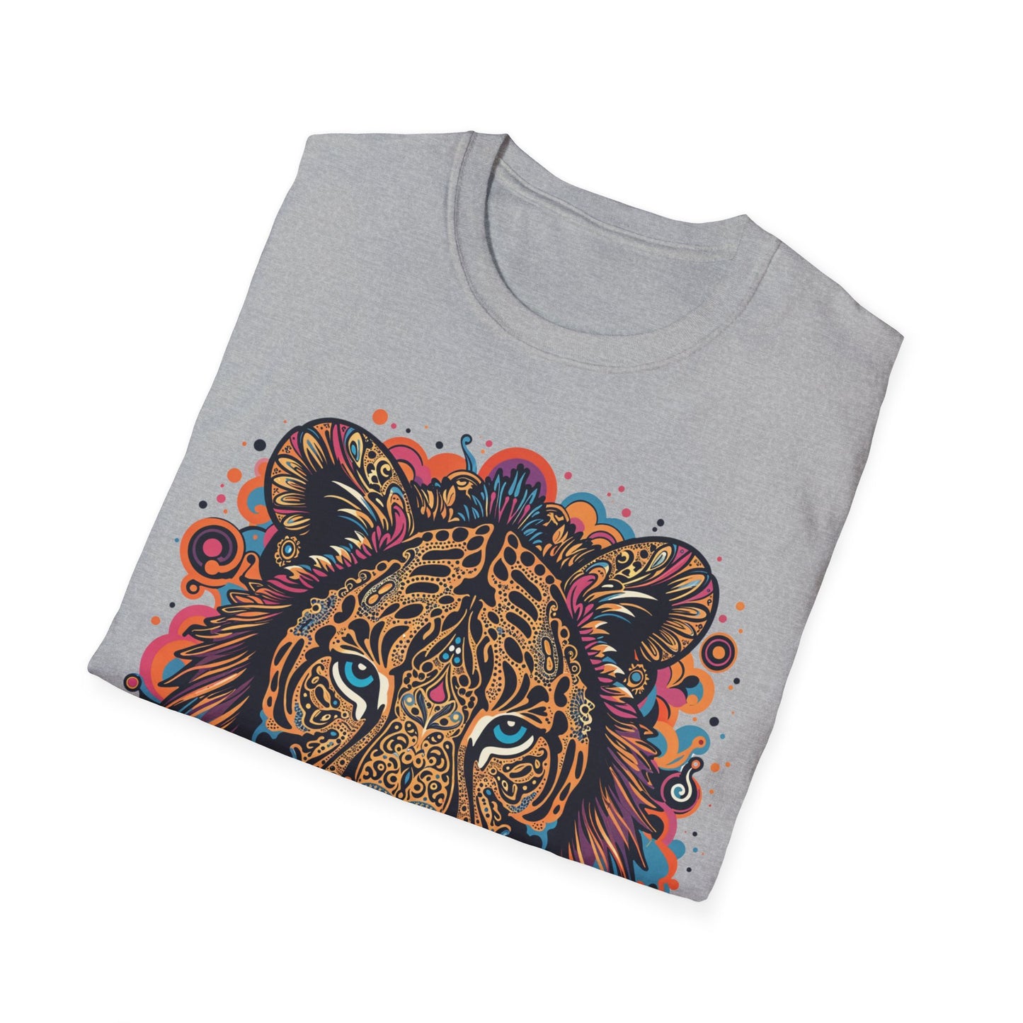 Vibrant Lion Unisex Softstyle T-Shirt - Eye-Catching Graphic Tee for Animal Lovers