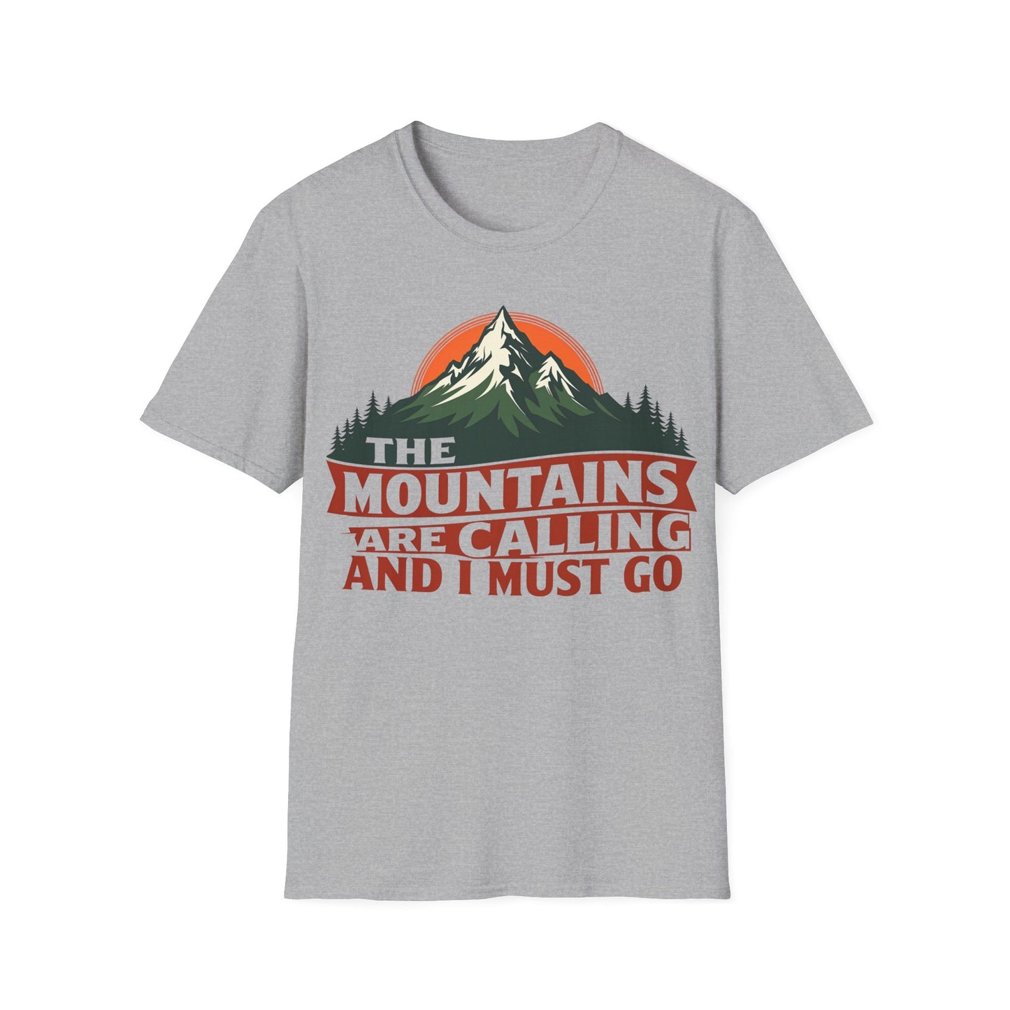 Unisex Softstyle T-Shirt - 'The Mountains Are Calling' Adventure Tee