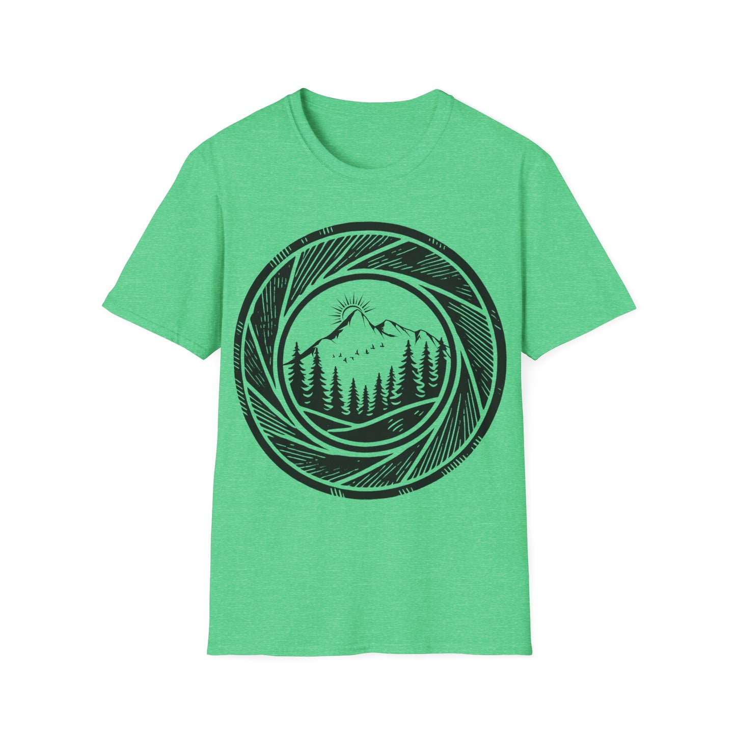 Nature-Inspired Unisex Softstyle T-Shirt with Mountain Design