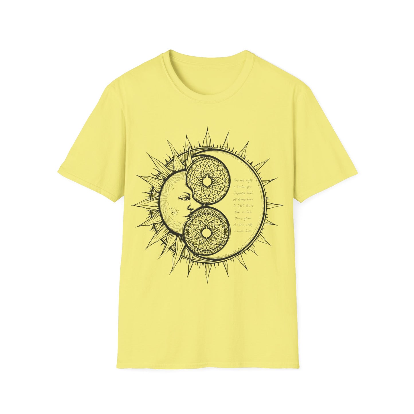 Sun and Moon Unisex Softstyle T-Shirt - Boho Aesthetic Tee for Spiritual Vibes