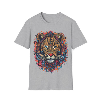 Vibrant Lion Unisex Softstyle T-Shirt - Eye-Catching Graphic Tee for Animal Lovers